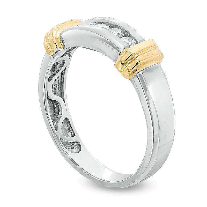 0.25 CT. TW Diamond Five Stone Wedding Band in 10K Two-Tone Gold