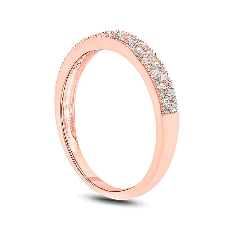 0.2 CT. TW Baguette and Round Diamond Double Row Anniversary Band in 10K Rose Gold