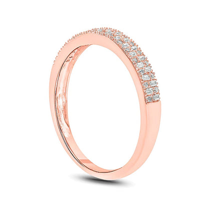 0.2 CT. TW Baguette and Round Diamond Double Row Anniversary Band in 10K Rose Gold