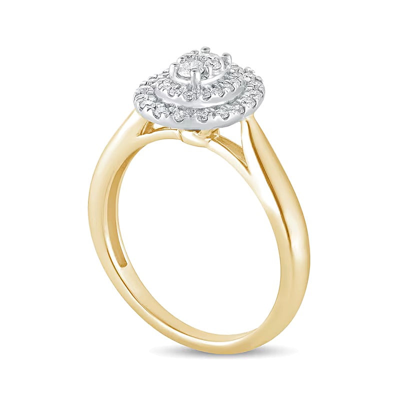 0.33 CT. TW Composite Oval Diamond Double Frame Engagement Ring in 10K Gold