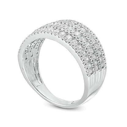 1.25 CT. TW Diamond Alternating Multi-Row Ring in 10K White Gold
