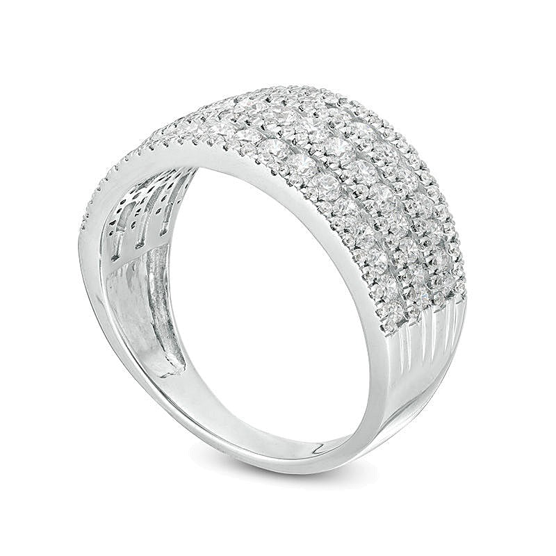 1.25 CT. TW Diamond Alternating Multi-Row Ring in 10K White Gold