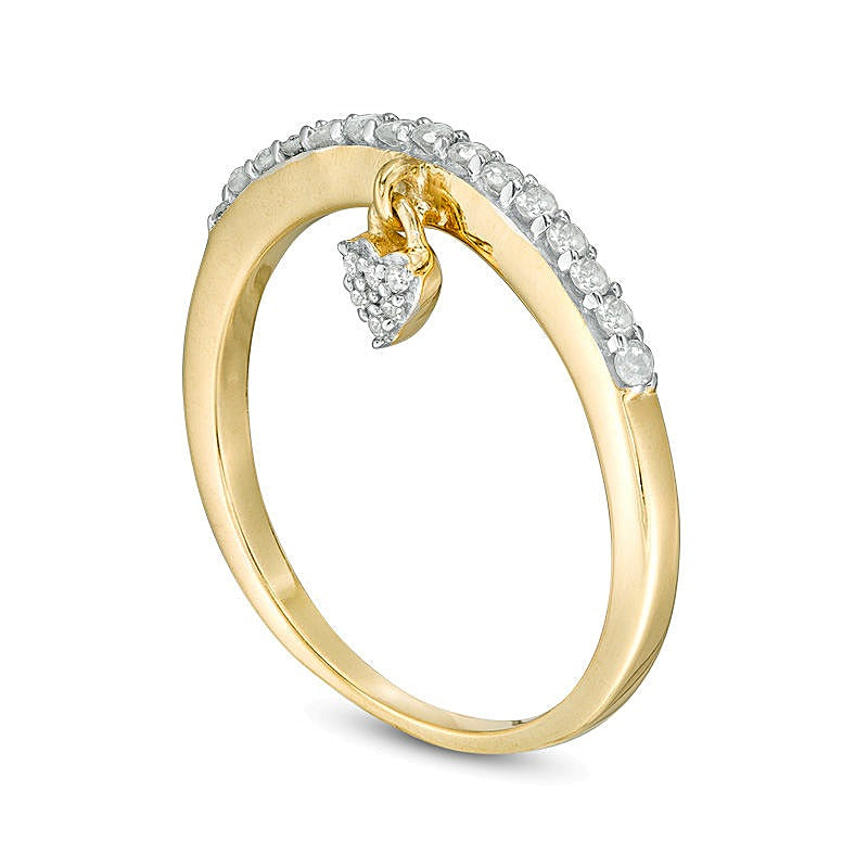0.2 CT. TW Diamond Heart Charm Ring in Sterling Silver with 14K Gold Plate