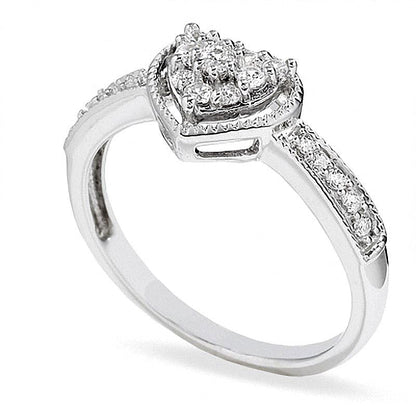 0.25 CT. TW Heart-Shaped Diamond Frame Ring in 10K White Gold