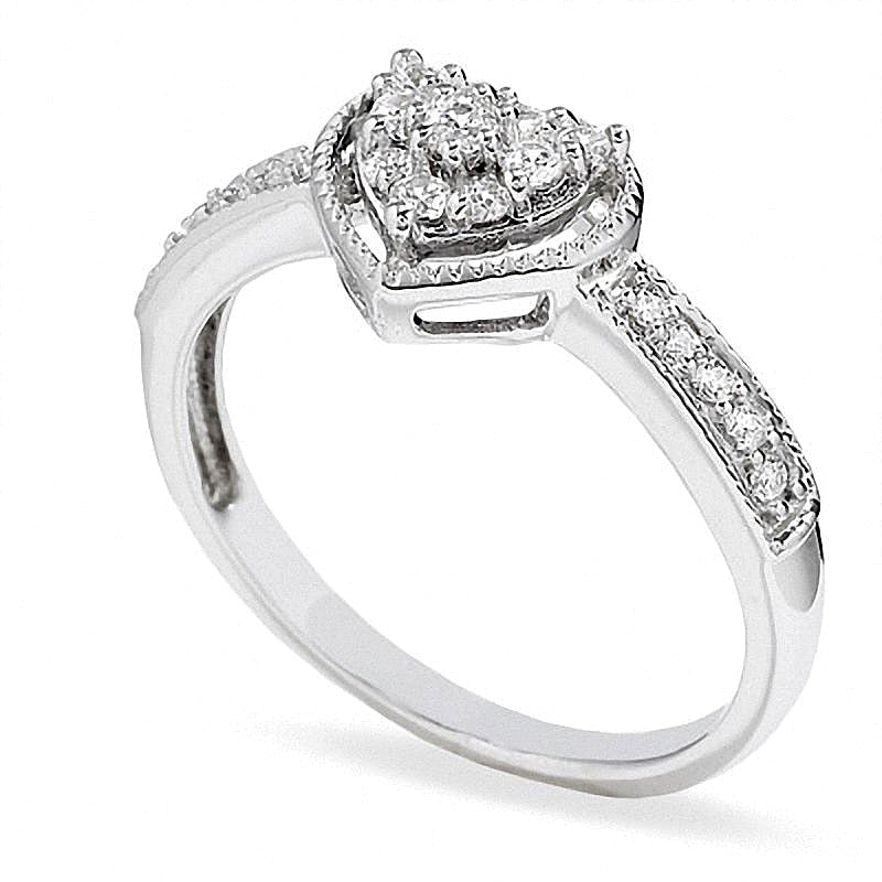 0.25 CT. TW Heart-Shaped Diamond Frame Ring in 10K White Gold