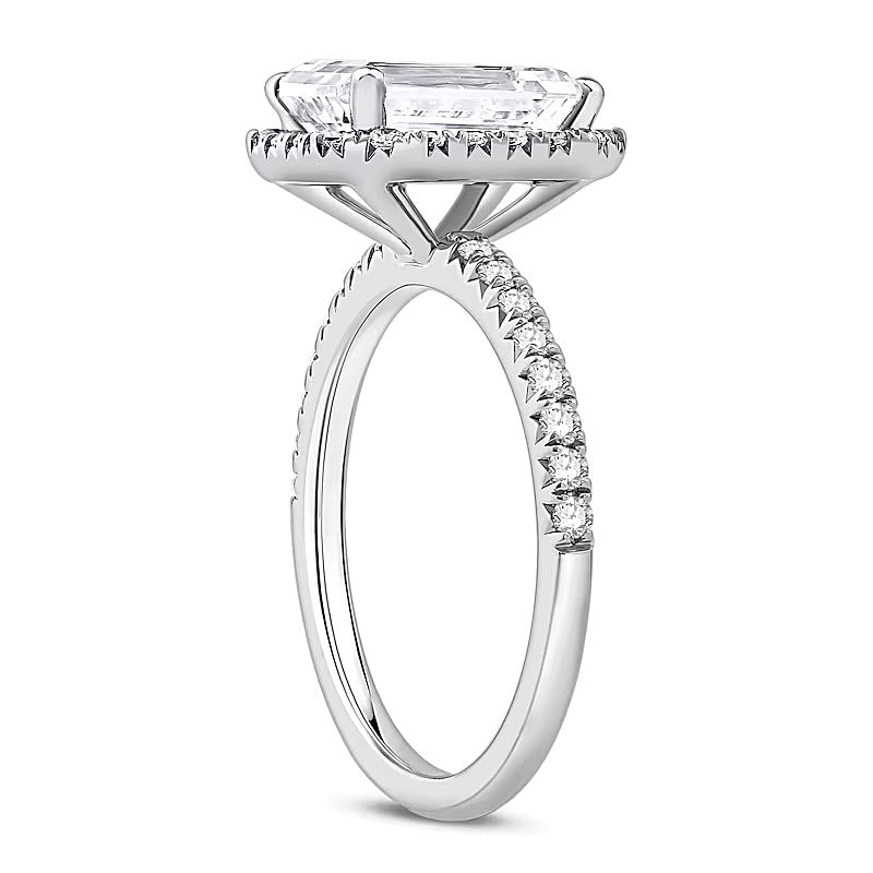 3.5 CT. TW Emerald-Cut Lab-Grown Diamond Frame Engagement Ring in Platinum (F/VS2)
