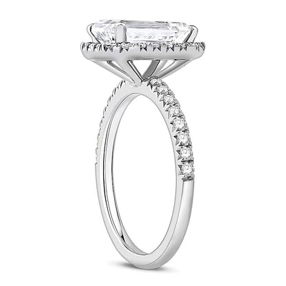 3.5 CT. TW Emerald-Cut Lab-Grown Diamond Frame Engagement Ring in Platinum (F/VS2)