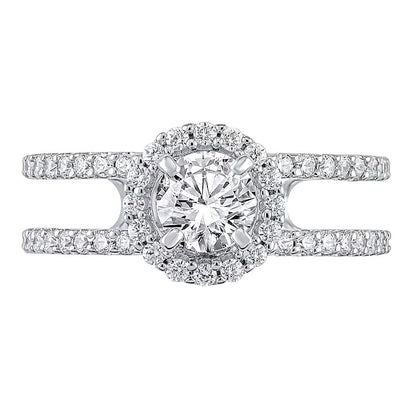1.2 CT. TW Diamond Frame Double Row Open Shank Engagement Ring in 14K White Gold (I/I2)
