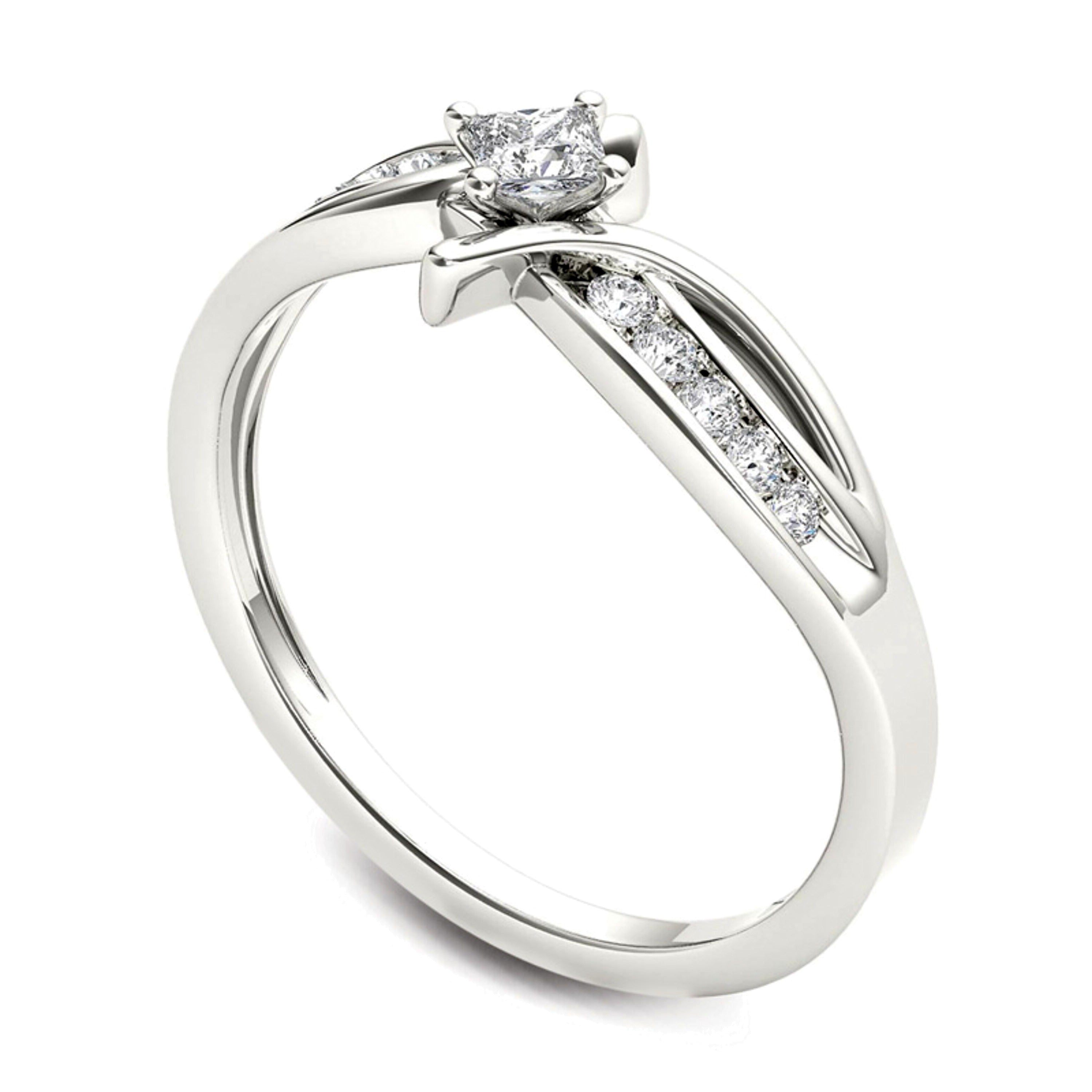 0.25 CT. TW Princess-Cut Diamond Bypass Promise Ring in 14K White Gold