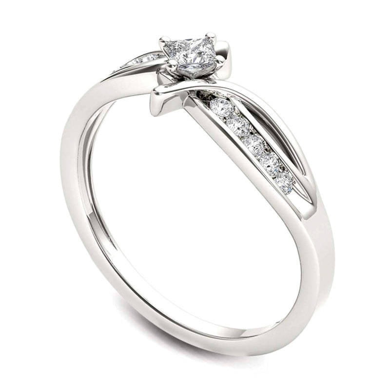 0.25 CT. TW Princess-Cut Diamond Bypass Promise Ring in 14K White Gold