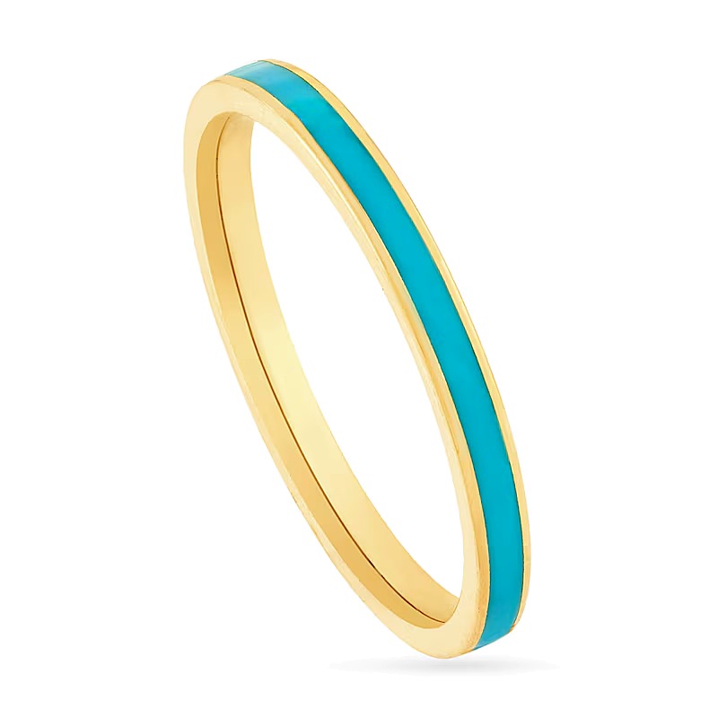 Turquoise Enamel Inlay Ring in 14K Gold
