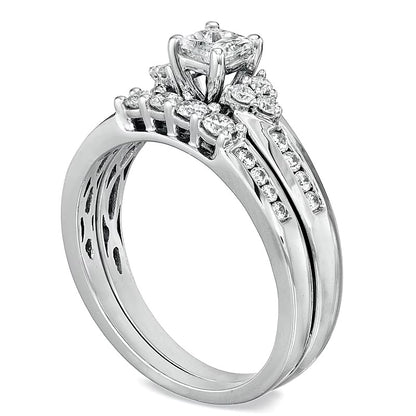 0.75 CT. TW Princess-Cut Diamond Soldered Bridal Set in 14K White Gold