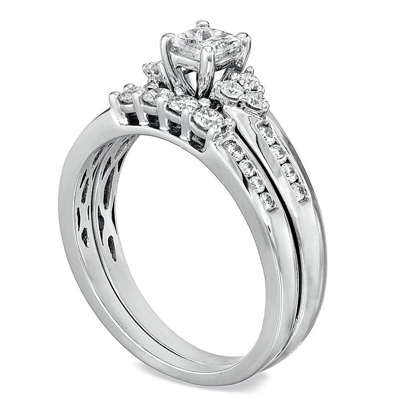 0.75 CT. TW Princess-Cut Diamond Soldered Bridal Set in 14K White Gold