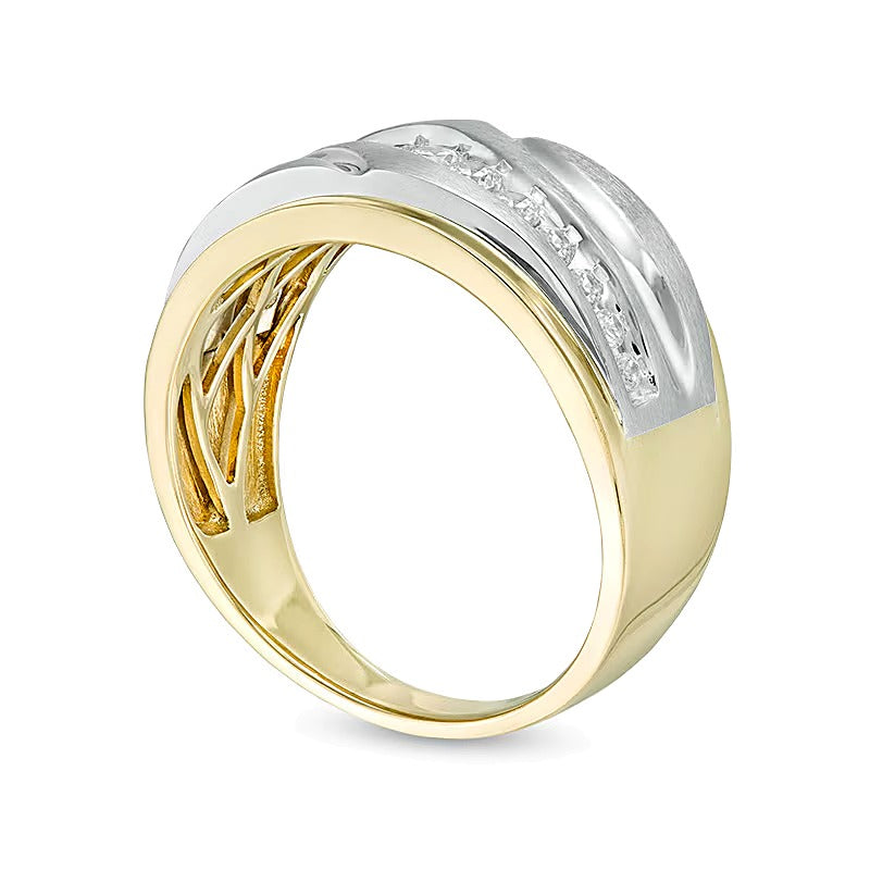0.5 CT. TW Diamond Slant Row Ring in 10K Two-Tone Gold