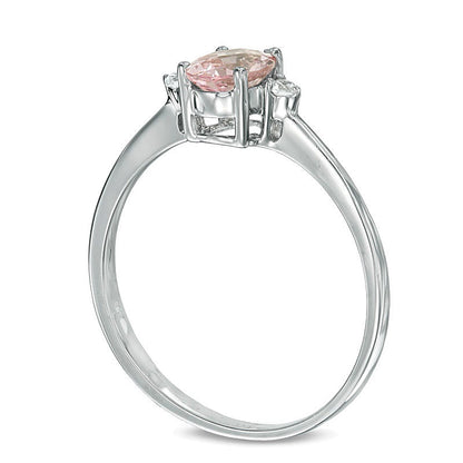 Oval Morganite and Diamond Accent Ring in 10K White Gold