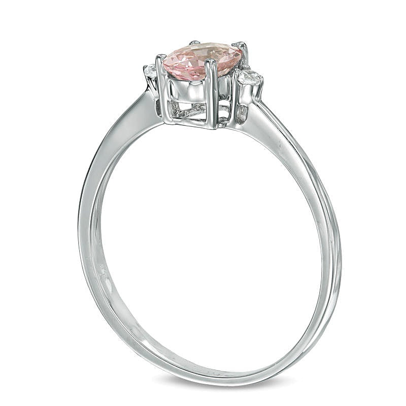Oval Morganite and Diamond Accent Ring in 10K White Gold