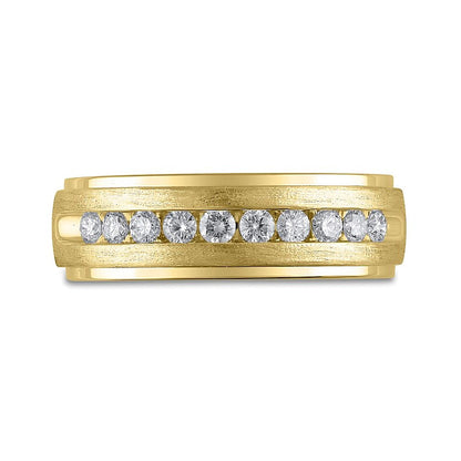 0.5 CT. TW Diamond Ten Stone Satin Stepped Edge Channel Band in 10K Gold