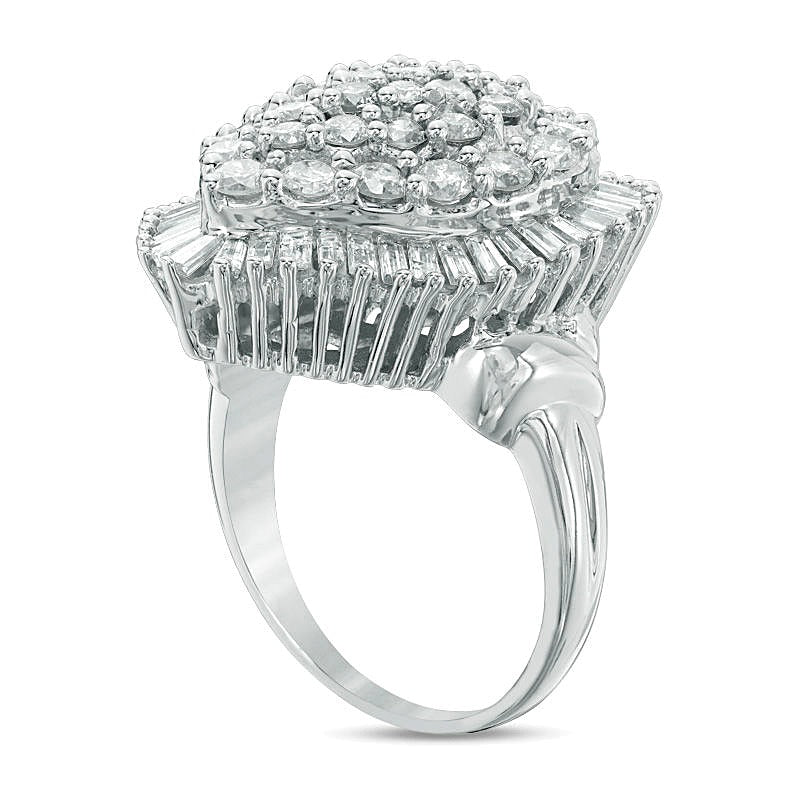3.0 CT. TW Composite Diamond Pear-Shaped Frame Ring in 10K White Gold