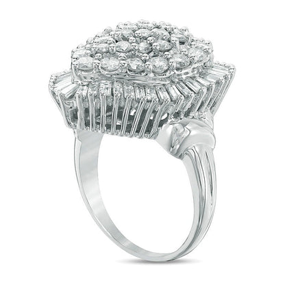 3.0 CT. TW Composite Diamond Pear-Shaped Frame Ring in 10K White Gold