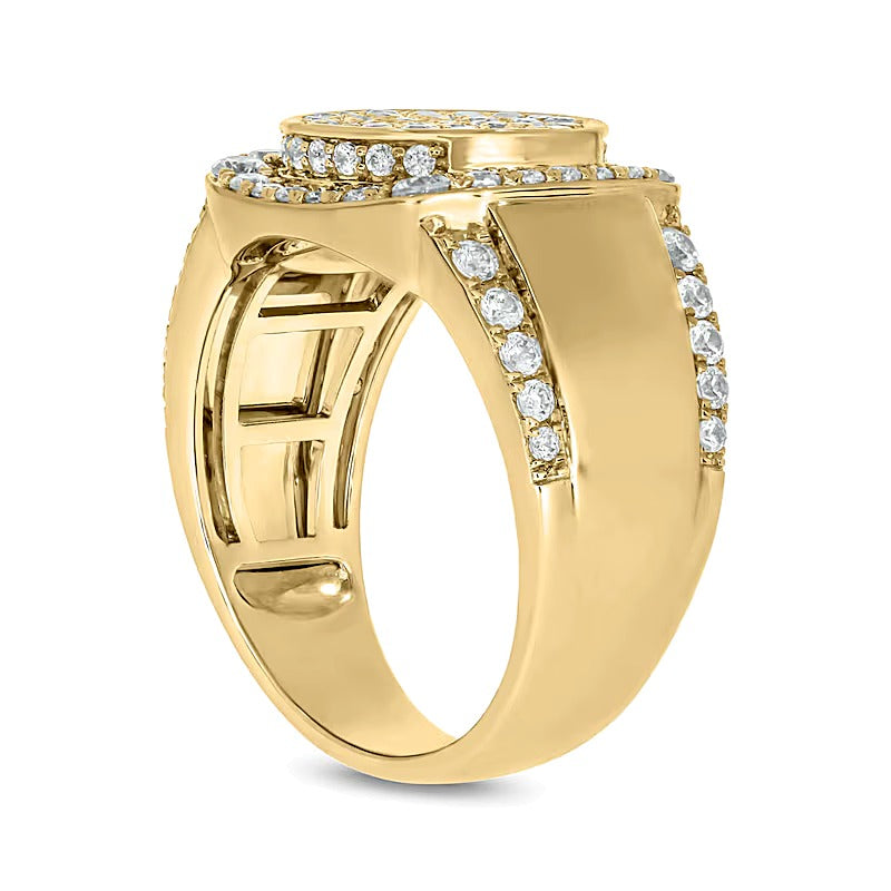 1.5 CT. TW Lab-Grown Multi-Diamond Cushion Frame Medallion Ring in 10K Gold (F/VS2)