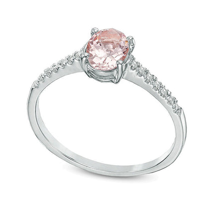 Oval Morganite and Diamond Accent Ring in 10K White Gold