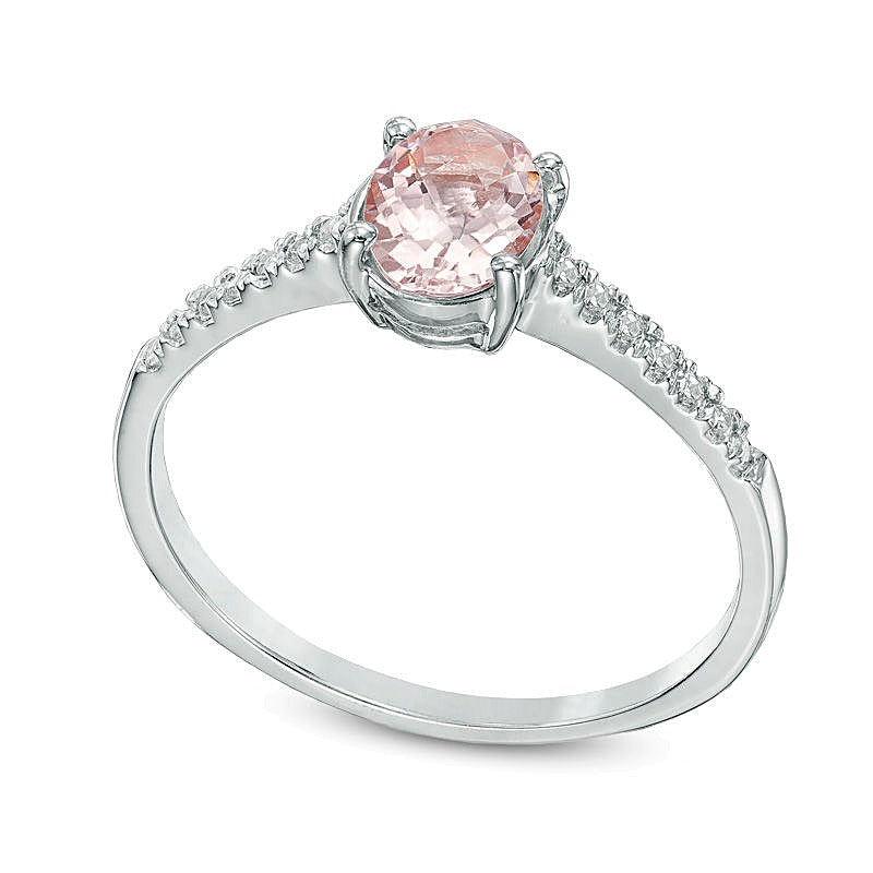Oval Morganite and Diamond Accent Ring in 10K White Gold