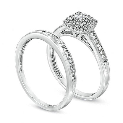 0.5 CT. TW Princess-Cut Diamond Double Frame Bridal Set in 10K White Gold
