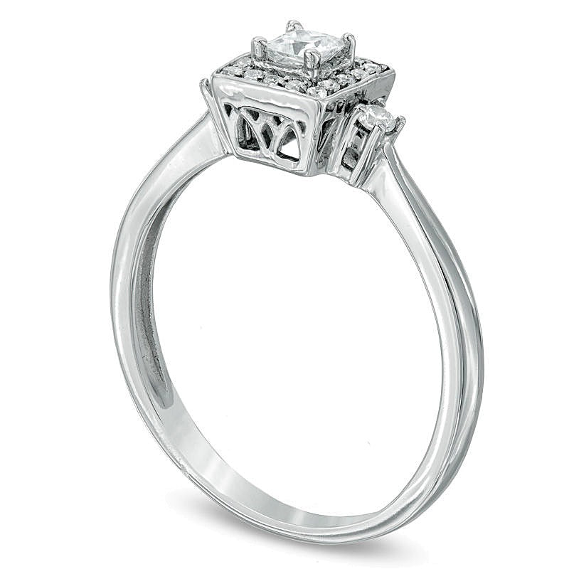 0.25 CT. TW Princess-Cut Diamond Frame Promise Ring in 10K White Gold