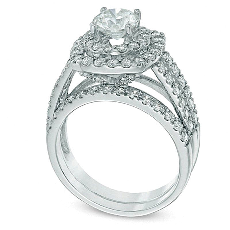 2.2 CT. TW Diamond Double Frame Bridal Set in 14K White Gold