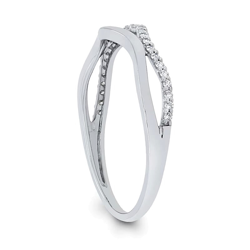 0.1 CT. TW Diamond Open Wave Ring in 10K White Gold