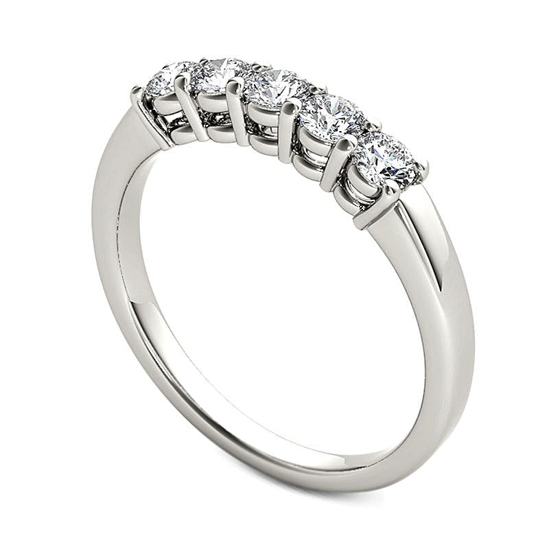 0.5 CT. TW Diamond Five Stone Anniversary Band in 10K White Gold