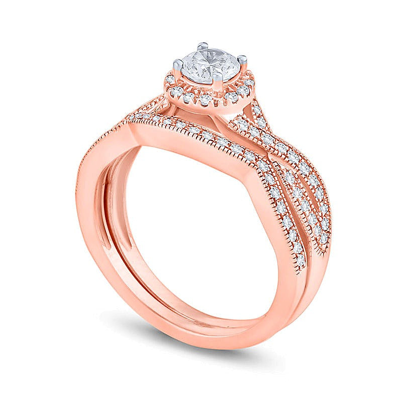 0.75 CT. TW Diamond Twist Shank Bridal Set in 14K Rose Gold