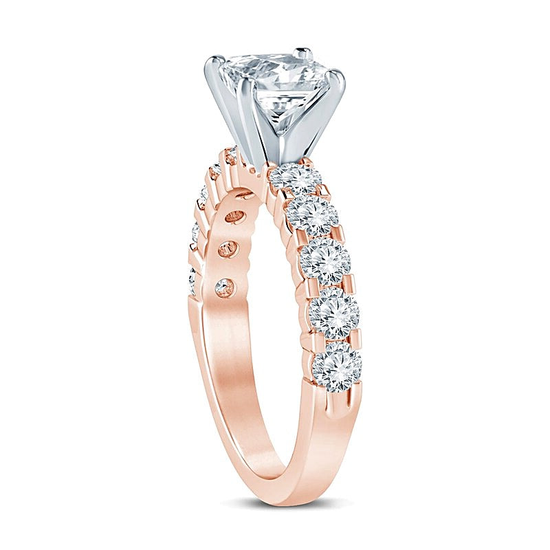 2.0 CT. TW Princess-Cut Diamond Engagement Ring in 14K Rose Gold (I/I2)