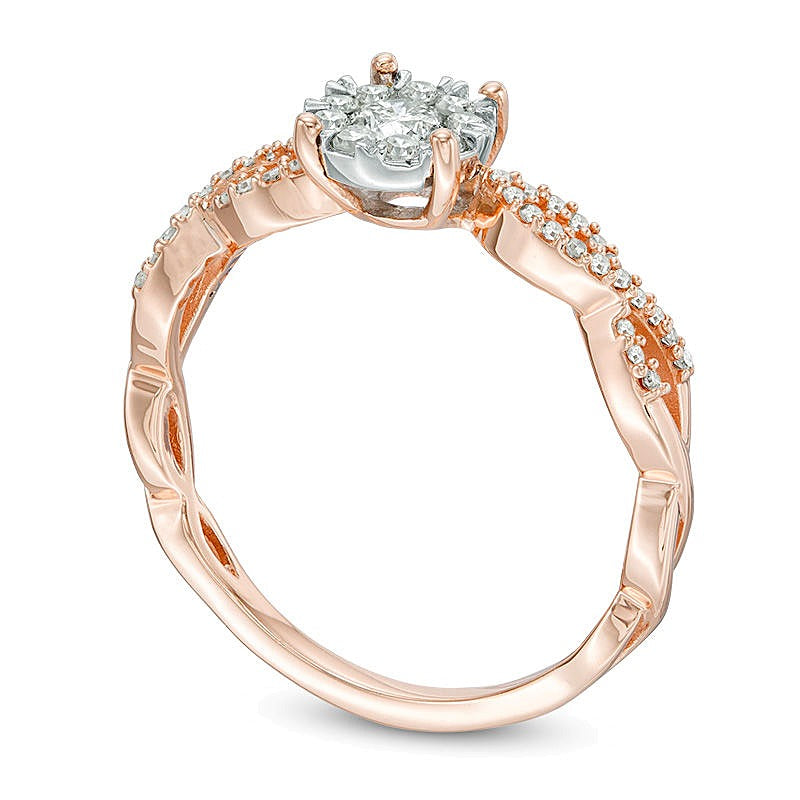 0.38 CT. TW Diamond Frame Twist Shank Engagement Ring in 10K Rose Gold
