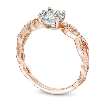 0.38 CT. TW Diamond Frame Twist Shank Engagement Ring in 10K Rose Gold