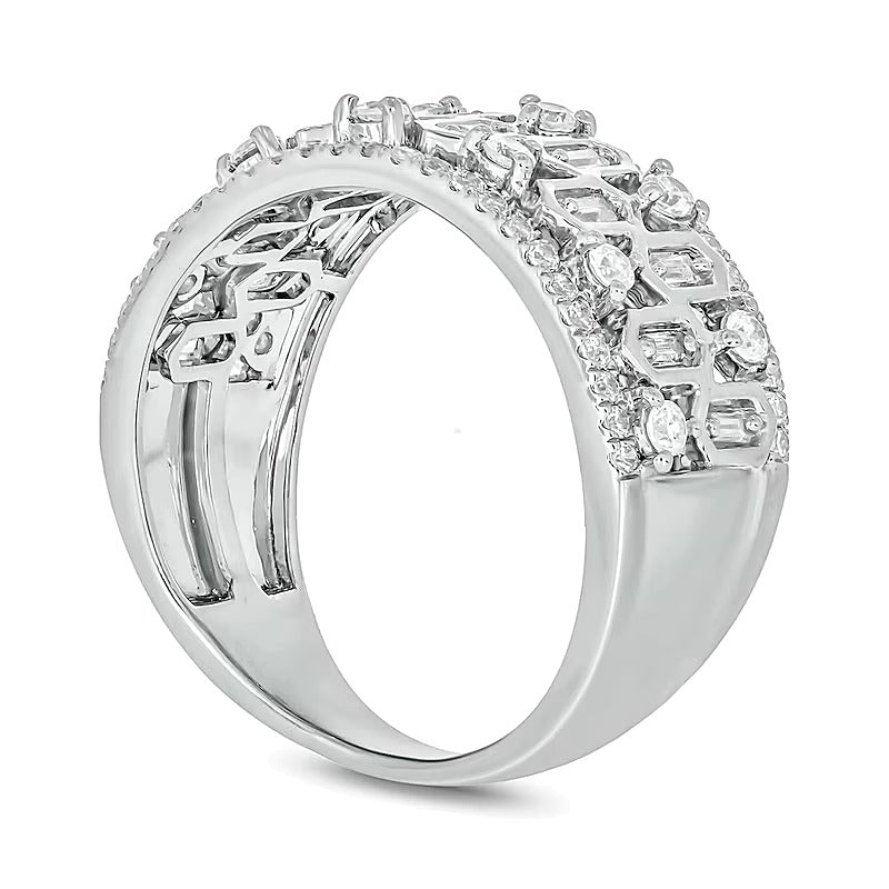 0.75 CT. TW Diamond Edge Hexagon Pattern Band in 10K White Gold