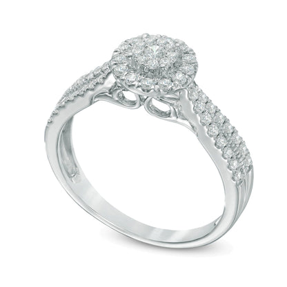 0.5 CT. TW Multi-Diamond Frame Engagement Ring in 10K White Gold