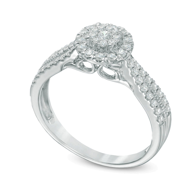 0.5 CT. TW Multi-Diamond Frame Engagement Ring in 10K White Gold