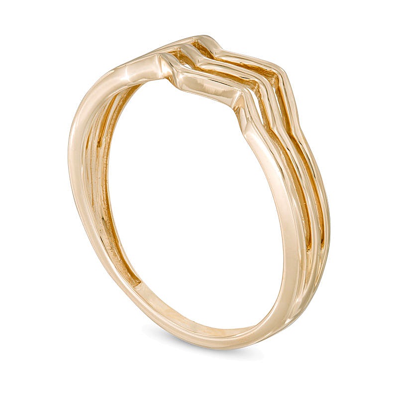 Three Row Chevron Ring in 10K Gold