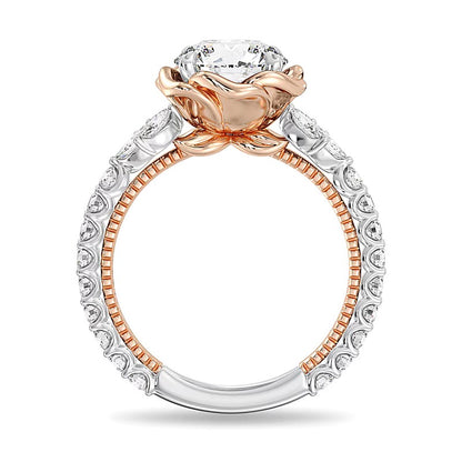 Enchanted Star Belle 2.75 CT. TW Lab-Grown Diamond Rose with Leaf Engagement Ring in 14K Two-Tone Gold