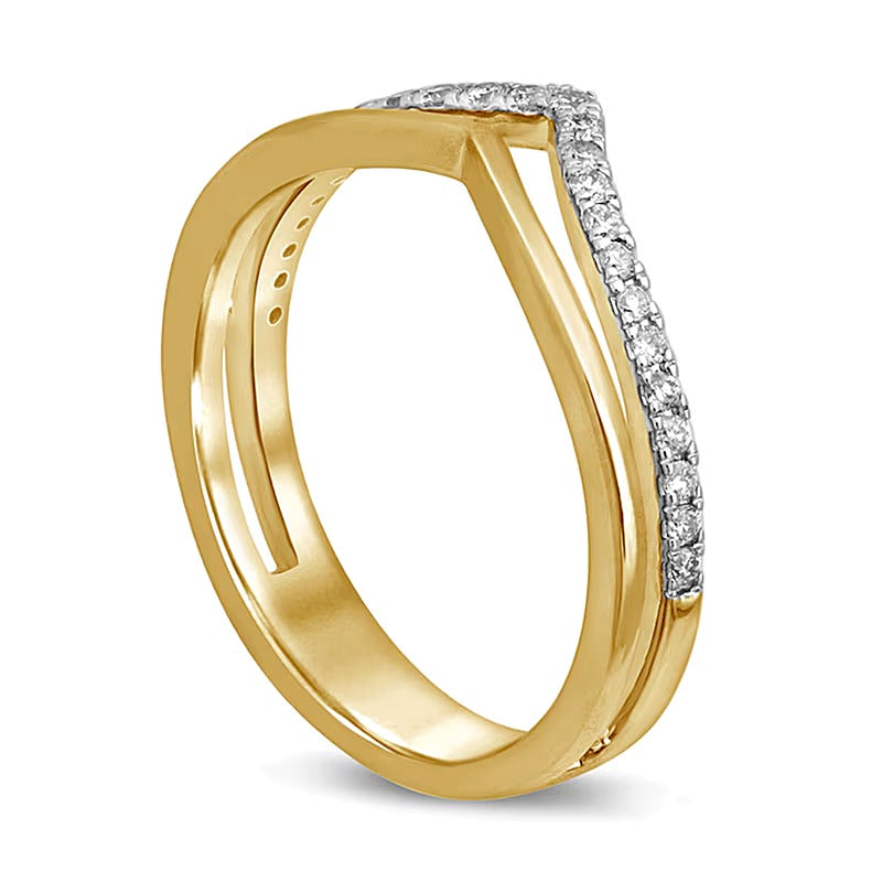 0.2 CT. TW Diamond Chevron Anniversary Ring in 10K Gold