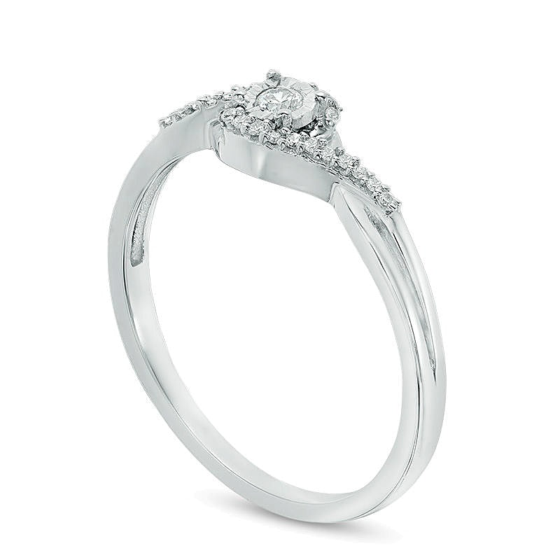 Diamond Accent Woven Promise Ring in 10K White Gold
