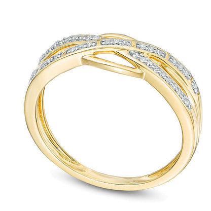 0.1 CT. TW Diamond Crossover Band in 10K Gold