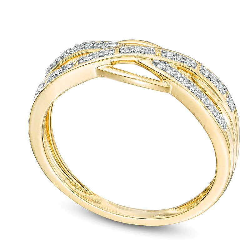 0.1 CT. TW Diamond Crossover Band in 10K Gold