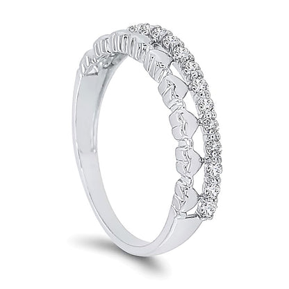 0.2 CT. TW Diamond Edge Hearts Stacked Band in 10K White Gold