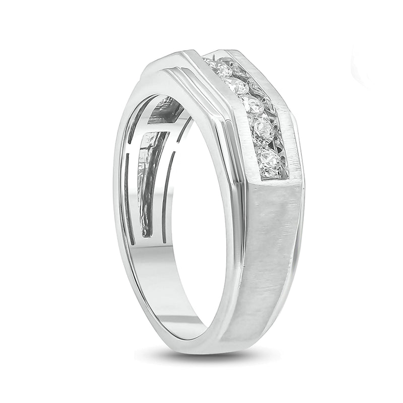 0.5 CT. TW Diamond Seven Stone Geometric Band in 10K White Gold