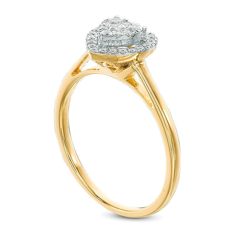 0.25 CT. TW Composite Diamond Heart Frame Promise Ring in 10K Gold