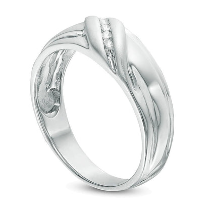 0.1 CT. TW Diamond Slant Band in Sterling Silver