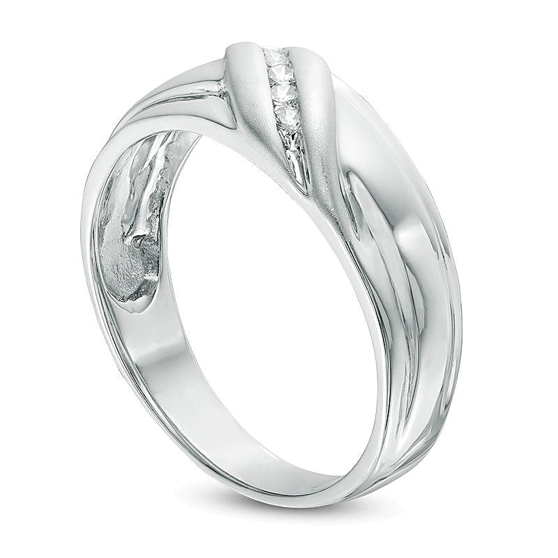 0.1 CT. TW Diamond Slant Band in Sterling Silver