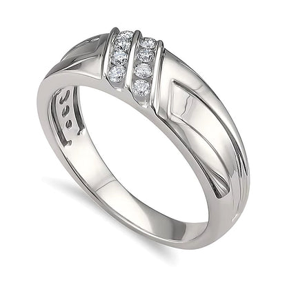 0.25 CT. TW Diamond Textured Band in 14K White Gold